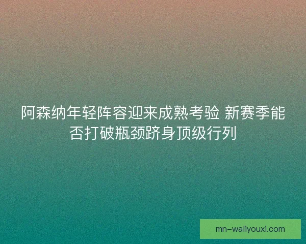 阿森纳年轻阵容迎来成熟考验 新赛季能否打破瓶颈跻身顶级行列 阿森纳年轻阵容迎来成熟考验 新赛季能否打破瓶颈跻身顶级行列