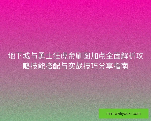 地下城与勇士狂虎帝刷图加点全面解析攻略技能搭配与实战技巧分享指南