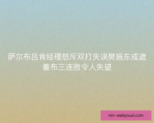 萨尔布吕肯经理怒斥双打失误樊振东成遮羞布三连败令人失望