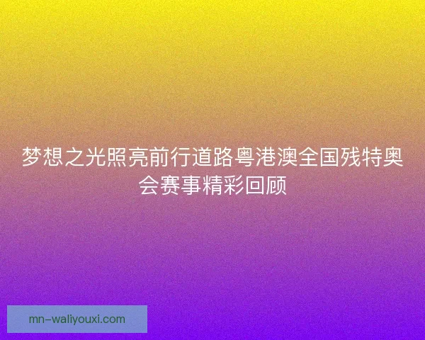 梦想之光照亮前行道路粤港澳全国残特奥会赛事精彩回顾